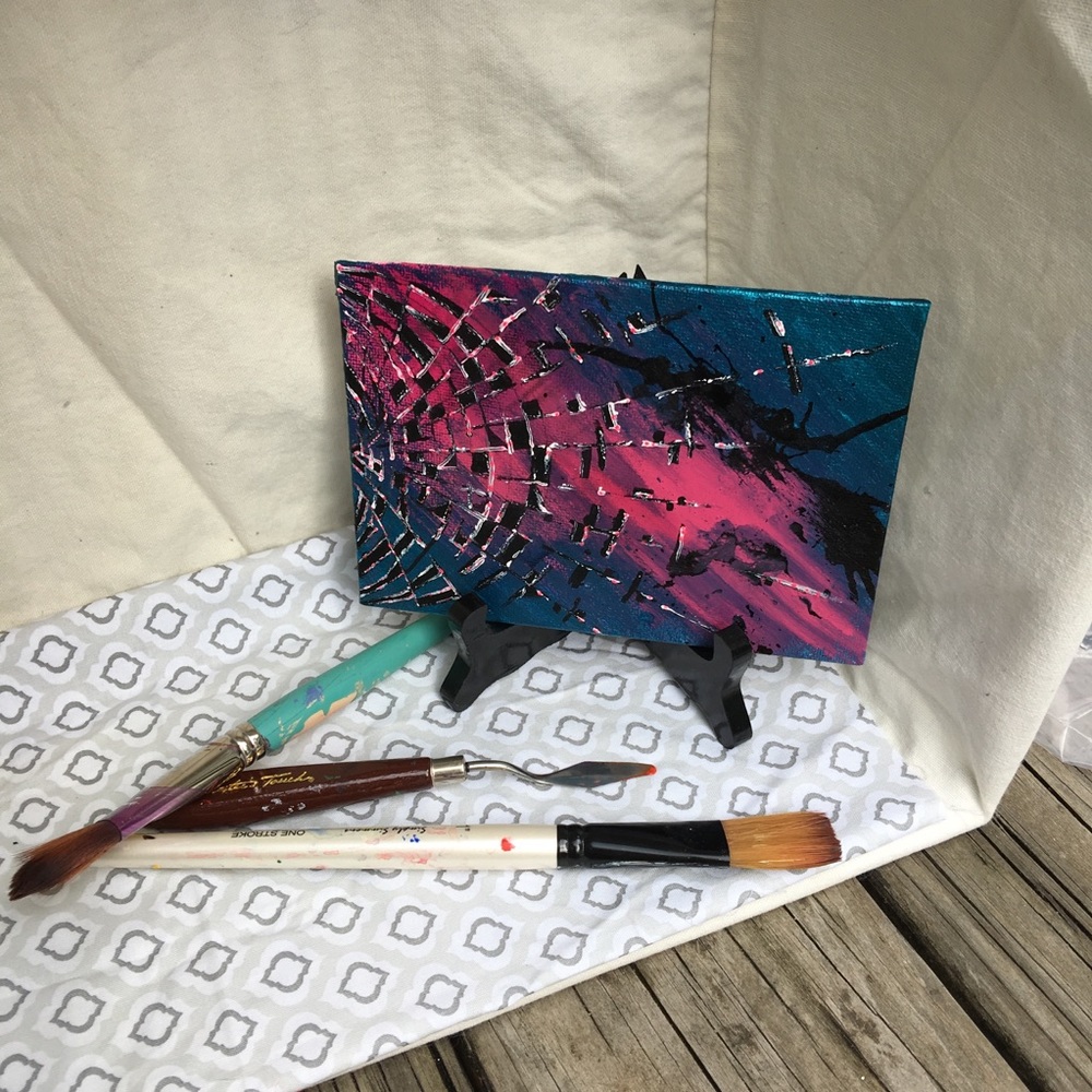 Pink Burst Abstract Art on Canvas - Picture 6 of 7